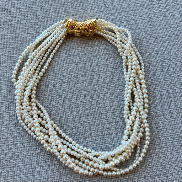 Franklin Mint Multi-Strand Pearl Necklace with Gold Accents - Picture 1 of 4